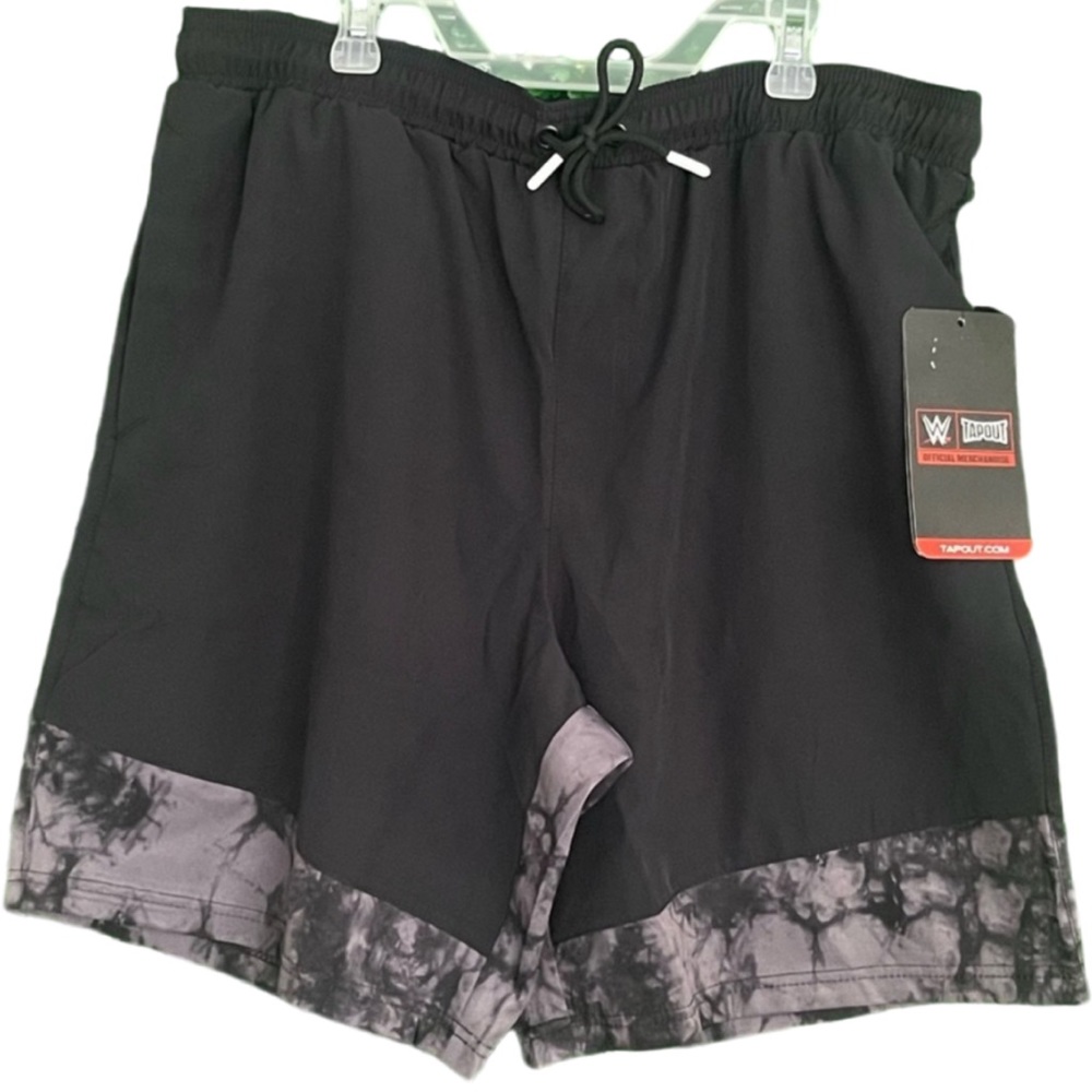 Tapout Men's Large Black Tie Dye Active Shorts NWT Athleisure